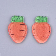 Plastic Cabochons, with Glitter Powder, Carrot, Tomato, 25x16x2mm(KY-T010-35)