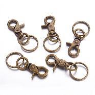 Iron Swivel Clasps with Key Rings, Antique Bronze, 67x25mm(HJEW-H017-AB)