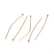 304 Stainless Steel Ball Head Pins, Real 24K Gold Plated, 30x0.6mm, 22 Gauge, Head: 1.8mm(X-STAS-L238-007D-G)