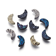 Imitation Druzy Gemstone Resin Beads, Moon, Mixed Color, 10x6x3.5mm, Hole: 1.2mm(X-RESI-L026-I)