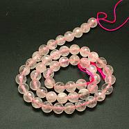 Natural Rose Quartz Beads Strands, Faceted, Round, Rose Quartz, 8mm, Hole: 1mm, about 48pcs/strand, 15.7 inch(G-J157-8mm-11)