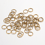 Iron Open Jump Rings, Nickel Free, Antique Bronze, 10x1.0mm, 18 Gauge, Inner Diameter: 8mm, about 5600pcs/1000g(IFIN-A018-10mm-AB-NF)