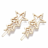 Alloy Hollow Geometric Hair Pin, Ponytail Holder Statement, Hair Accessories for Women, Cadmium Free & Lead Free, Star, Golden, 48x27mm, Clip: 58mm long(X-PHAR-N005-006G)