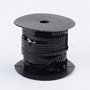 Plastic Paillette/Sequins Chain Rolls, AB Color, Black, 6mm(BS01Y)