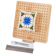 Square Bamboo Crochet Blocking Board, with Stainless Steel Positioning Pins and Needles, BurlyWood, 19.5x19.5x1.5cm(DIY-WH0002-62B)