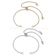 2Pcs 2 Colors Adjustable 304 Stainless Steel Cable Chains Bracelets Making, with Brass Stopper Bead, Golden & Stainless Steel Color, 9-3/8 inch(23.8cm), 1pc/color(AJEW-JB01216)