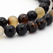 Dyed Black Agate Round Bead Strands, 8mm, Hole: 1mm, about 49pcs/strand, 15.7 inch(G-P070-22-8mm)