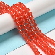 Baking Painted Imitation Jade Glass Round Bead Strands, Coral, 8.5~9mm, Hole: 1.5mm, about 105pcs/strand, 31.8 inch(X-DGLA-Q021-8mm-32)