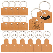 DIY Blank Keychain Making Kit, Including Rectangle Leather Clothing Blank Labels with Rivets, Iron Split Key Ring, Blanched Almond, 5x3.75x0.24cm, Hole: 3.5mm(DIY-OC0011-02)