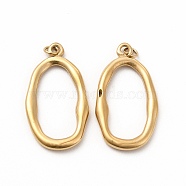 Ion Plating(IP) 304 Stainless Steel Pendants, with Jump Ring, Oval, Real 14K Gold Plated, 21.5x12x2mm, Hole: 2mm(STAS-E185-30G)
