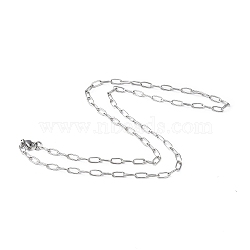 201 Stainless Steel Paperclip Chain Necklace for Men Women, Stainless Steel Color, 20.08 inch(51cm), Wide: 3.5mm(NJEW-I122-11B-P)