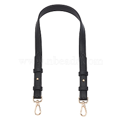 PU Leather Bag Handles, with Iron Swivel Clasps, for Bag Replacement Accessories, Black, 60x1.9x0.3cm(FIND-WH0040-17A)