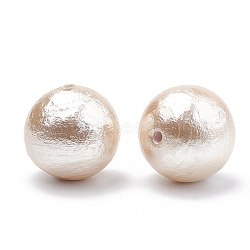 Compressed Cotton Pearl Beads, Eco-Friendly, Dyed, Round, PeachPuff, 16~16.5mm, Hole: 1.5mm(X-WOVE-S114-16mm-10)