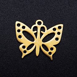 201 Stainless Steel Pendants, Butterfly, Golden, 13x16x1mm, Hole: 1.2mm(STAS-T046-JN257-2)