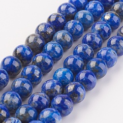 Natural Lapis Lazuli Beads Strands, Round, 8mm, Hole: 1mm, about 45pcs/strand, 15 inch(38.1cm)(X-G-G099-8mm-7B)