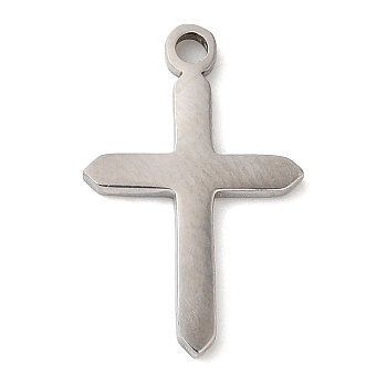 201 Stainless Steel Pendants, Cross Charm, Stainless Steel Color, 19x12x1.5mm, Hole: 1.8mm