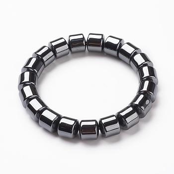 Non-magnetic Synthetic Hematite Beads Stretch Bracelets, 2-1/8 inch(55mm)