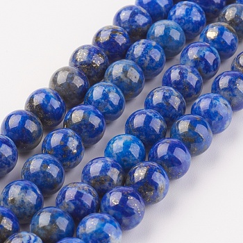 Natural Lapis Lazuli Beads Strands, Round, 8mm, Hole: 1mm, about 45pcs/strand, 15 inch(38.1cm)