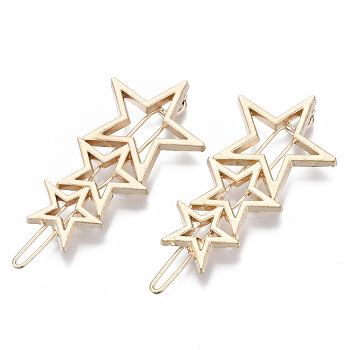 Alloy Hollow Geometric Hair Pin, Ponytail Holder Statement, Hair Accessories for Women, Cadmium Free & Lead Free, Star, Golden, 48x27mm, Clip: 58mm long