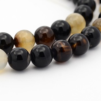 Dyed Black Agate Round Bead Strands, 8mm, Hole: 1mm, about 49pcs/strand, 15.7 inch