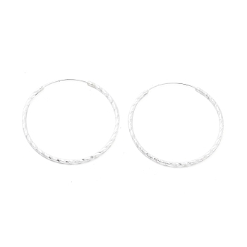 925 Sterling Silver Hoop Earrings, Silver, 35x1.5mm, Pin: 0.8mm