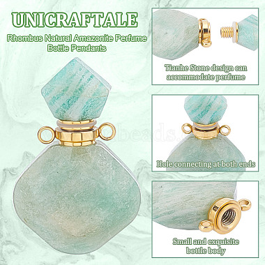 Unicraftale 2 pcs 2 couleurs losange naturel amazonite pendentifs de bouteille de parfum(G-UN0001-19B)-4