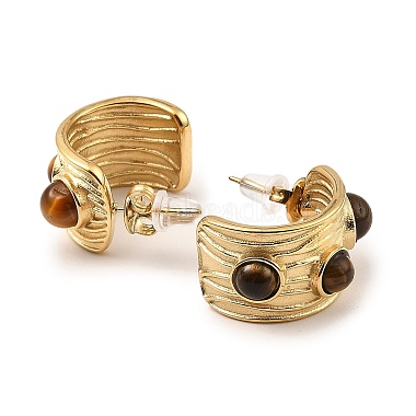 Real 18K Gold Plated 304 Stainless Steel Arch Stud Earrings with Resin Beaded(EJEW-G358-01G-01)-2