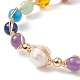 Natural & Synthetic Mixed Stone & Pearl Beaded Dangle Earrings & Bracelet(SJEW-JS01261)-3