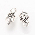 Autumn Theme Tibetan Style Alloy Charms, Acorns, Cadmium Free & Lead Free, Antique Silver, 14x7x6mm, Hole: 2mm(X-TIBEP-Q064-04AS-RS)