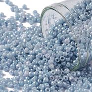 TOHO Round Seed Beads, Japanese Seed Beads, (1205) Opaque Cream Denim Marbled, 11/0, 2.2mm, Hole: 0.8mm,  about 50000pcs/pound(SEED-TR11-1205)