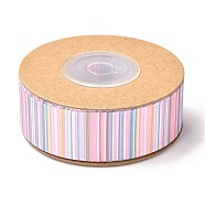 Polyester Ribbon, Vertical Grain Pattern, for Gifts Wrapping Party Decorating, Pearl Pink, 7/8 inch(23mm), about 10.9yards(10m)/roll(SRIB-F010-06A)