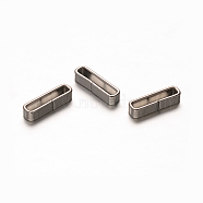 Rectangle 201 Stainless Steel Slide Charms, Stainless Steel Color, 12x3x2.5mm, Hole: 2x10.5mm(X-STAS-D111-04)