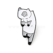 Cartoon Cat Enamel Pin, Light Gold Plated Alloy Badge for Backpack Clothes, White, 28x15x1.3mm(JEWB-J005-10A-EB)