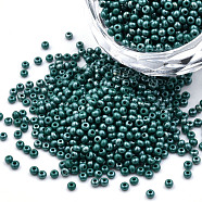 11/0 Czech Opaque Glass Seed Beads, Lustered, Round, Teal, 2.2x1.5mm, Hole: 0.7mm, about 500g/bag(SEED-N004-003B-31)
