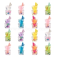 35Pcs 7 Colors Transparent Resin Pendants, Imitation Drink, Bear Bottle, Mixed Color, 28x14x13mm, Hole: 1.8mm, 5pcs/color(RESI-CJ0002-10)