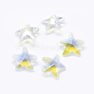 Faceted Glass Pendants, Star, Colorful, 14x15x6mm, Hole: 1mm(GLAA-F068-F01)