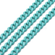 Spray Painted Brass Curb Chain, Twisted Chain, with Spool, Unwelded, Dark Turquoise, 6x5x2mm, 32.8 Feet(10m)/roll(CHC-H103-04A)