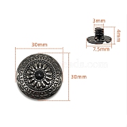 Alloy Decorative Buttons, with Synthetic Turquoise, Flower, 3cm(PW-WG1200D-14)