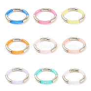 9Pcs 9 Color Candy Color Acrylic Curved Tube Chunky Stretch Bracelets Set for Women, Mixed Color, Inner Diameter: 2 inch(5.2cm), 1Pc/color(BJEW-JB08135)