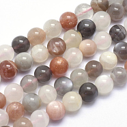 Natural Sunstone Beads Strands, Round, 8mm, Hole: 1mm, about 49pcs/strand, 15.5 inch(39.5cm)(G-K224-02-8mm)
