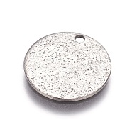 304 Stainless Steel Textured Pendants, Flat Round, Stainless Steel Color, 15x1mm, Hole: 1.6mm(X-STAS-I098-01-15mm-P)
