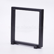Plastic Frame Stands, with Transparent Membrane, For Ring, Pendant, Bracelet Jewelry Display, Square, Black, 18x18x2cm(ODIS-P006-02B)