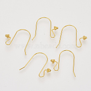 Brass Earring Hooks, Ear Wire, Real 18K Gold Plated, Nickel Free, 21.5x18.5x1mm,  18 Gauge, Pin: 1mm, Grape: 3.5x3.5x4mm.(KK-N216-29)
