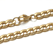 304 Stainless Steel Cuban Link Chain Necklaces and Bracelets Jewelry Sets, with Lobster Claw Clasps, Golden, 23.6 inch(599mm), 210x5mm(8-1/2 inchx1/4 inch)(SJEW-O065-B-04G)