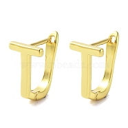Brass Letter Stud Earrings for Women, Lead Free & Cadmium Free, Real 18K Gold Plated, Letter T, 15.5x9mm(EJEW-A038-01T-G)