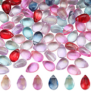 150Pcs 6 Colors Transparent Glass Beads, with Glitter Gold Powder, Top Drilled, Teardrop, Mixed Color, 9x6x5mm, Hole: 1mm, 25Pcs/color(GGLA-SC0001-17)
