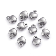 304 Stainless Steel Charms, Heart, Stainless Steel Color, 7x9x4mm, Hole: 1.6mm(STAS-G236-01P-A)