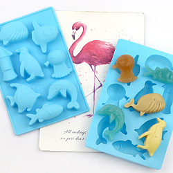 Ocean Theme Animal Food Grade Silicone Molds, Fondant Molds, Resin Casting Molds, for Chocolate, Candy, UV Resin & Epoxy Resin Craft Making, Deep Sky Blue, 137x93x15mm(SIMO-PW0006-091)