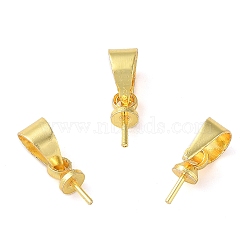 Rack Plating Brass Cup Peg Bails, for Half Drilled Beads, Lead Free & Cadmium Free, Golden, 9mm, Hole: 4x4mm, Pin: 0.6mm(KK-M269-06G)