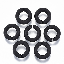 Opaque Spray Painted Acrylic Linking Rings, Quick Link Connectors, for Rolo Chains Making, Frosted, Ring, Black, 20x18x8mm, Inner Diameter: 11.5x9mm, about 435pcs/500g(OACR-S021-24A-C01)